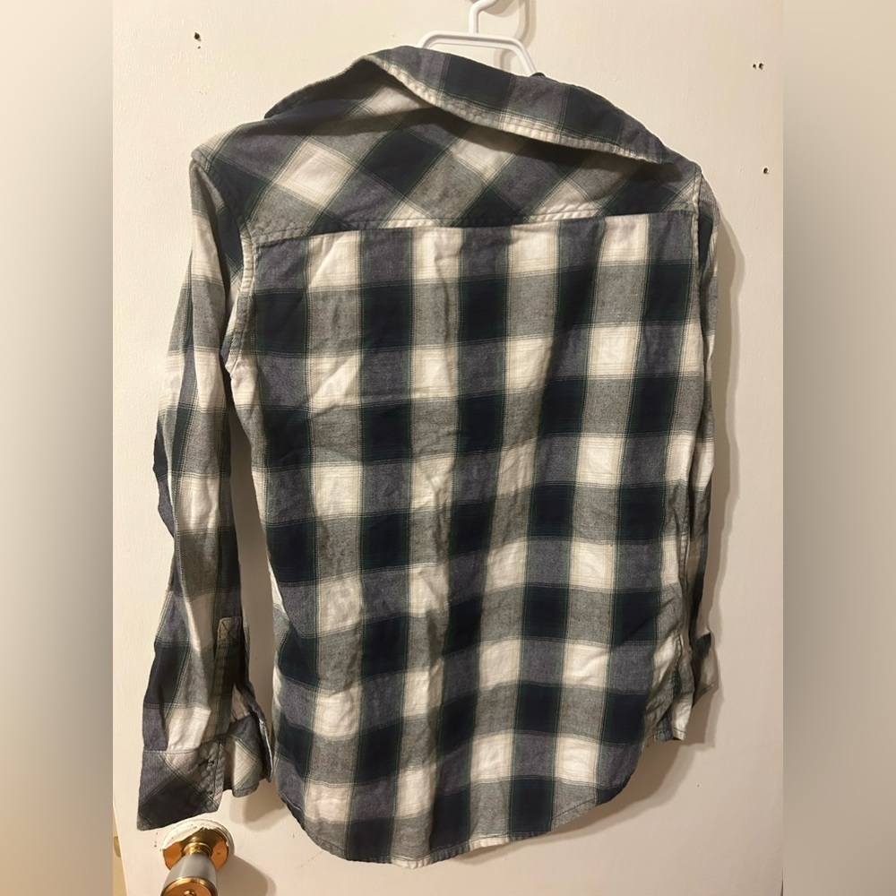 TNA Aritizia Plaid Button-Up Shirt in White/Blue, Size Women’s XXS - Picture 4 of 4